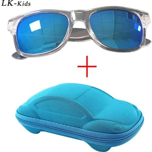 LongKeeper Classic Kids Sunglasses With Box Case Boys Girls Mirror Lens Rivet Sun Glasses Sport Goggles UV400 Gift Set Oculos