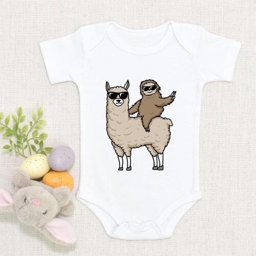 Beautiful New Style Versatile Baby Girl Boy Jumpsuits One-Pieces Onesie Ropa Bebe Romper Funny Alpaca Print Infant Clothes