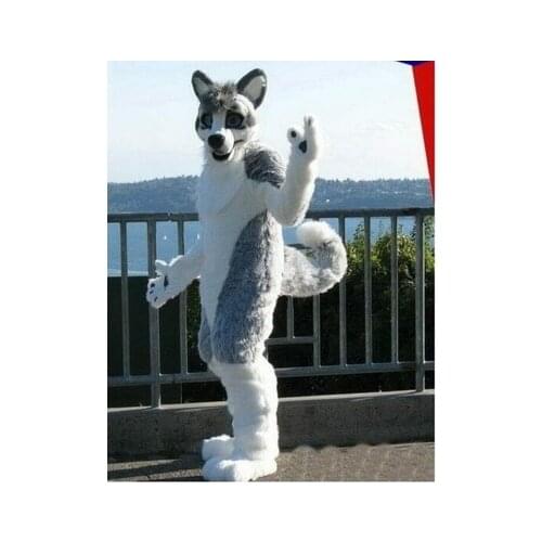 Professional Grey Fursuit Dog Complete Mascot Costume Cosplay Party Event Adult Kids Size Complete Suit New Fancy Dress
