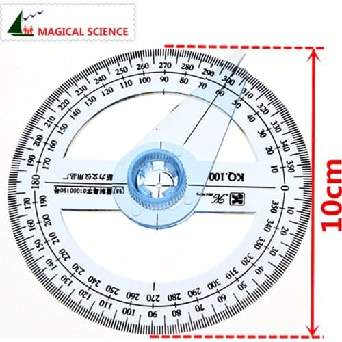 360-degree circle protractor for primary school students transparent plastic full circle goniasmometer rotating protractors 10cm