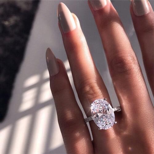 Milangirl Bridal Ring Simple Minimalist Wedding Engagement Rings With Solitaire Oval CZ Stone Prong Setting Engagement Rings