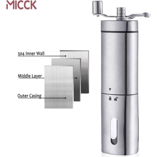 MICCK Mini Folding Manual Ceramic Coffee Grinder Coffee Hand Mill Coffeeware Adjustable Coffee Grinder Stainless Steel Grinder