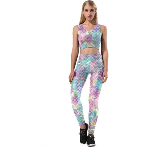 Mermaid Digital Printing Slim High Waist Exercise Leggings Yoga Pants Leggings Sport Fitness LuLu Yoga Compression Pants Women