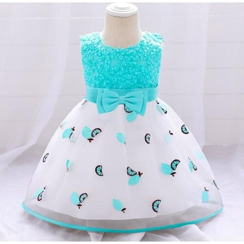 Baby Girl Princess Dresses 2021 Summer New Embroidery Print Girl Dress 1 Year Old Birthday Party Dress Baby Children Clothing