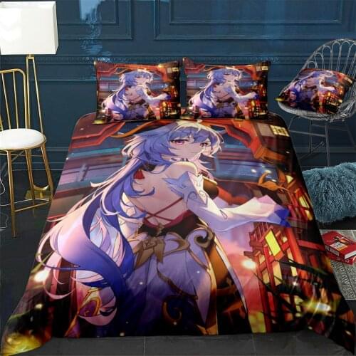 Genshin Impact Ganyu Duvet Cover Comfortable Quilt Home Decora Design Universal Bedding Set Bedclothes+Pillowcase 3pcs