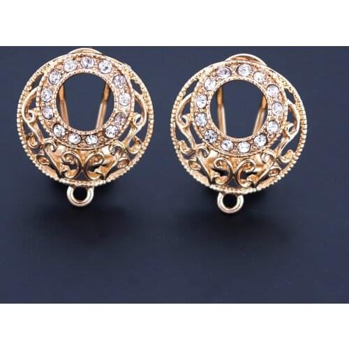 Earrings Post Clip Back Filigree Circle Base Pave CZ Earrings Connector Linkers For DIY Tassel Drop Earrings Jewelry Accessories