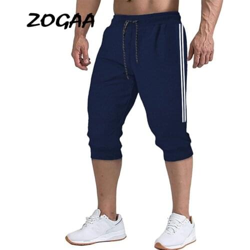 ZOGAA Shorts Men Summer New Mens Fashion Sports Breathable Casual Knee Length Pants Solid Loose Patchwork All-match Oversized
