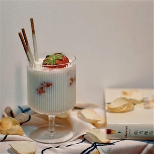 Juice Cup Coffee Cup Glass Water Cup Milkshake Glass Milk Cup Yogurt Cola Milk Tea Beer Glass Simplicity Striped Dwarf Glass