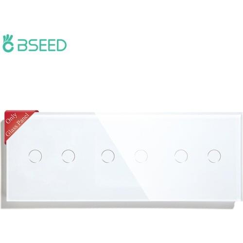 BSEED Triple EU Standard Wall Glass Panel 3/6/9Gang Touch Switch Crystal Panel With Metal Frame DIY Part 228mm