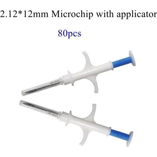2*12mm Universal Microchip for Dog Breed Identification Registry Glass Capsule Pet Id Equine Tags with Plastic Injector Unit X80