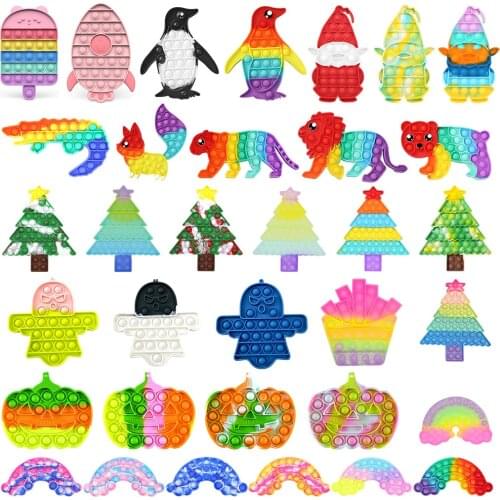 Funny Push Bubble Fidget Toys Adults Children Reliver Stress Sensory Toy Rainbow Push Bubble Squishy Autism Antistress Toys
