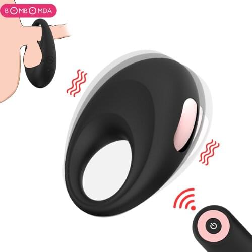 Time Delay Ejaculation Cock Ring Male Penis Vibrator Clitoris Stimulator Wireless Remote Control Sex Toy for Couple Adult Men