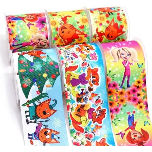 10 Yards Cartoons Printed Grosgrain Ribbon For Hair Bows DIY Crafts Handmade Accessories 47268