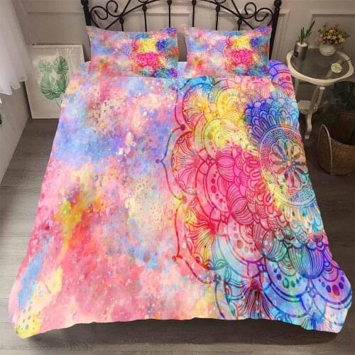 Bedclothes 100% Quality King Comforter Bedding Cover Bohemia Mandala Beds Colourful Bedding Set Luxury Quilt Cover+pillow Cases