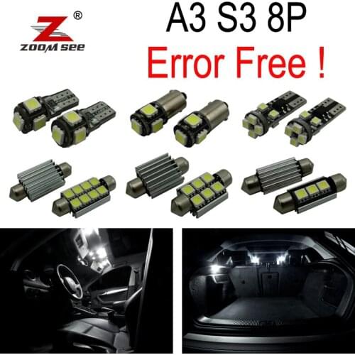 12pc LED Interior dome map Lights Kit for Audi A3 S3 8P ( 2003 2006 2010 to 2013 )