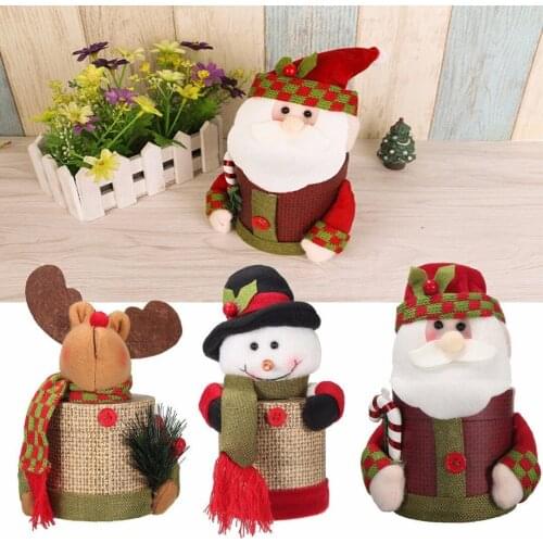 2018 New DIY Christmas Santa Claus Snowman Elk Doll Candy Container Gift Box Storage Decor