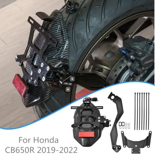 2020 CB650 R Motorcycle Rear Mudguard Carbon Fender Splash Guard with License Plate LED Light for Honda CB650R CBR650R 2019-2021