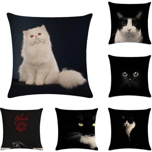 45cm*45cm balck background cat linen/cotton throw pillow covers couch cushion cover home decorative pillow covers