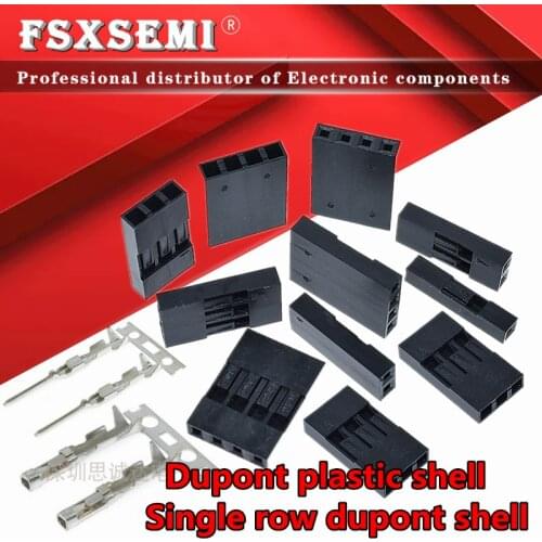 50pcs Dupont Plastic Shell 1/2/3/4/5/6/7/8/9/10 P Dupont wire plug 2.54mm Dupont Connector Dupont terminal Metal Female head