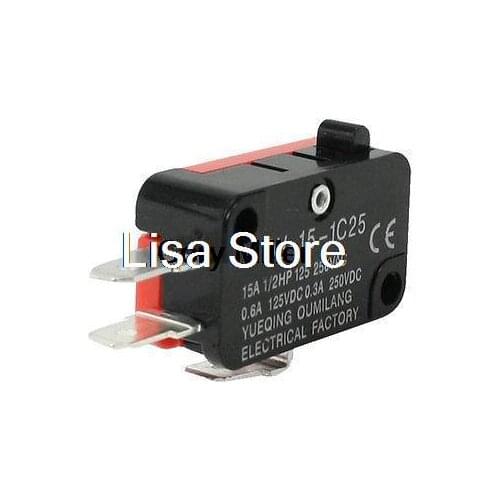AC 250V 15A Red Black Push Button Limit Micro Switch OV-15-1C25