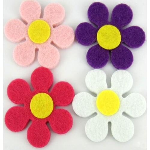 200pcs Handmade Nonwovens Flower Applique Hexapetalous flower For Craft Scrapbooking 4.5cm