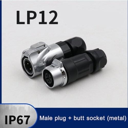 LP12 3A 5A Aviation Plug Butt Socket Micro Male Female Solder Wire Cable Connector IP67 Waterproof 2 3 4 5 6 7 8 Pin