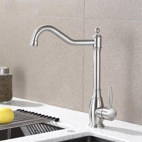European Classic Kitchen 304 Stainless Steel Brushed Faucet Cold and Hot flexible Kitchen Tap Torneira Cozinha