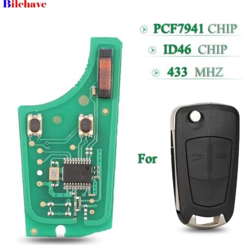Bilchave 2 Buttons 433Mhz Remote Car Key Circuit Board ID46 PCF7941 Chip For Opel Vauxhall Astra H 2004-2009 Corsa D 2007-2012
