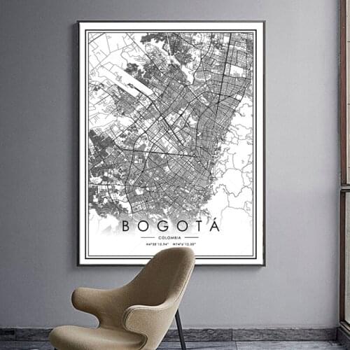 World City Maps Custom BOGOTA Poster Canvas Paintings Print Black White Wall Art Pictures Home Decor for living room framed