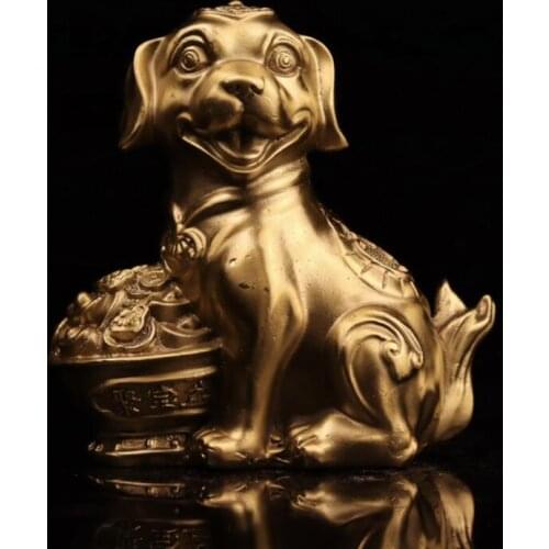 China brass dog wealth crafts statue
