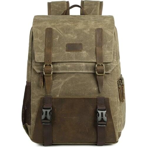 Careell 3059 Leather Camera Bag Backpacks Large Capacity Laptop Carry Bag For Digital Video Camera Travel Bag