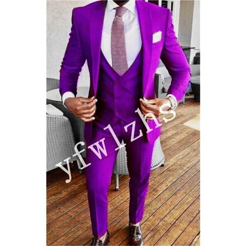 Handsome One Button Groomsmen Peak Lapel Groom Tuxedos Wedding Dress Men Suits Blazer Prom Dinner (Jacket+Pants+Tie+Vest) B01