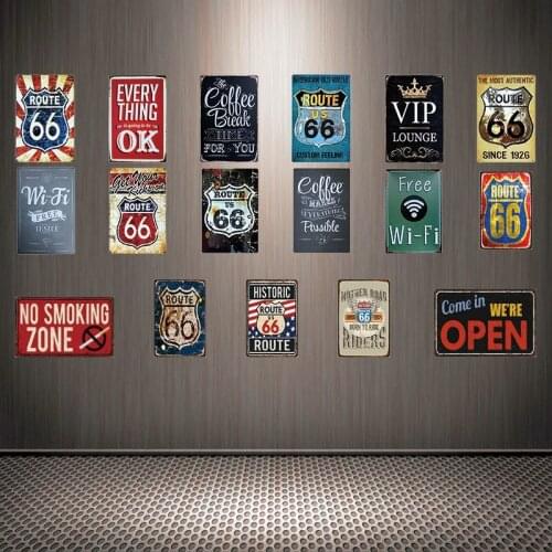 [ Mike86 ] Come In Open Free WiFi Route 66 VIP Lounge Tin Sign Custom Poster Personality Classic Metal Painting Decor Art ZZ-09