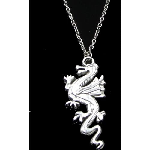 Fashion 49*20mm China Loong Dragon Pendant Necklace Link Chain For Female Choker Necklace Creative Jewelry party Gift