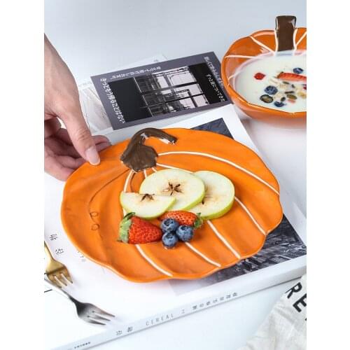 New creative personality ceramic pumpkin bowl supplementary food bowl children tableware fruit salad bowl breakfast plate