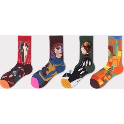 New Year Hot Spring Socks Autumn Pattern Women New Style Pretty Cute Knitted Silk Featured Medium Cotton Stockings