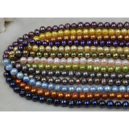 Wholesale 13 strands 8-9mm multi-colored genuine freshwater pearl