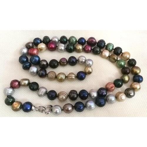 80cm 120cm 30'' 50'' 11x14mm black red green colorful baroque freshwater pearl choker Necklace Woman Jewelry