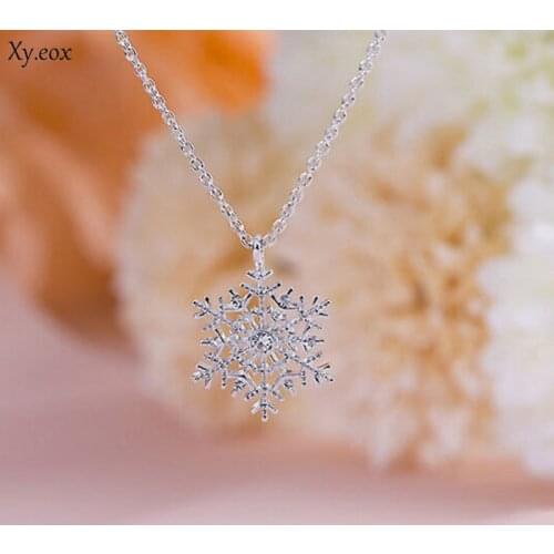 Fashion Silver Plated Snowflake Pendant Chain Necklace Womens Gift Jewelry