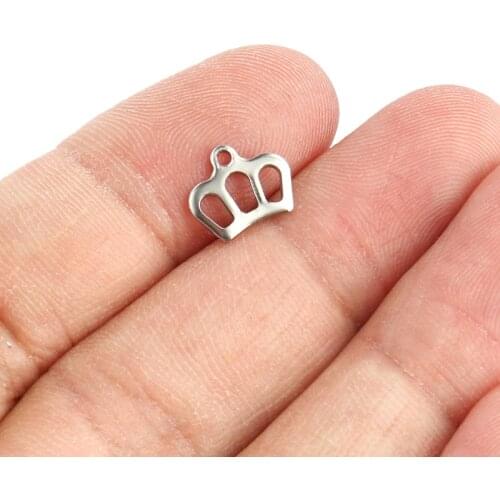 8.5*10mm Stainless Steel Pendant Crown Pendant DIY Handmade Accessory Fashion Charm Earring Pendant For Jewelry Making HXD