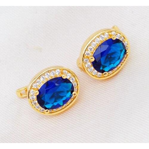 Popular Oval Earrings Gold-Color Crystal Hoop Earrings for Women Fashion Earrings Hoops 6 Colors
