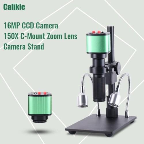 1080p HDMI 16MP USB Industrial Digital stereo Microscope Camera 150X C-Mount Zoom Lens Microscope Stand for Soldering