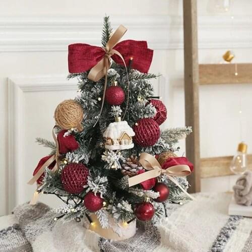 Christmas Decorations Gifts Desktop Decor with Lights Luminous Ornaments Mini Decoration Artificial Fake Tree Party Supplies