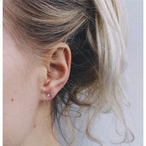 Women Minimalist 316L Stainless Steel Trangular Stud Earrings Elegant Ladylike Rose Gold Color Allergy Free Fashion Jewellery