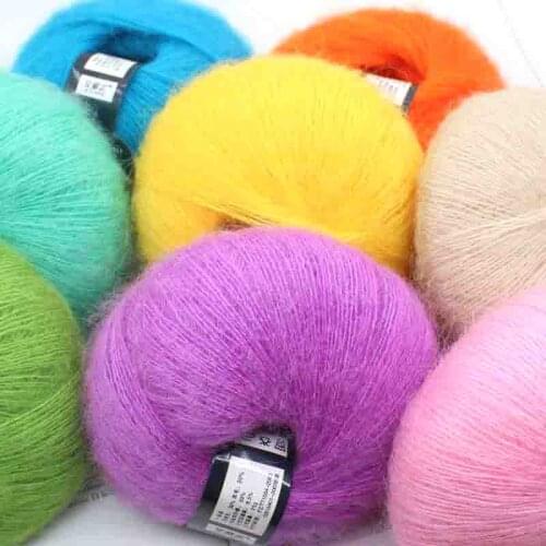 Wool HandCraft Scarf NEW GLOSSY LUXURY Mohair FLUFFY 25g Yarn coloured Knitting Supersoft Crochet Baby Soft Fashion Knitted