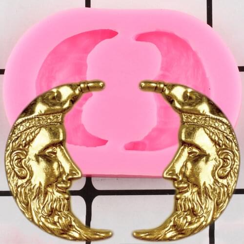 Moon Face Silicone Mold Cupcake Topper Fondant Cake Decorating Tools Chocolate Gumpaste Mould 3D Candy Resin Clay Molds