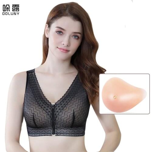 Silicone Breast Bra Black color Mastectomy Bra with Pocket and Artificial Spiral Fake Breast Form Prosthesis Silicone Breast Bra