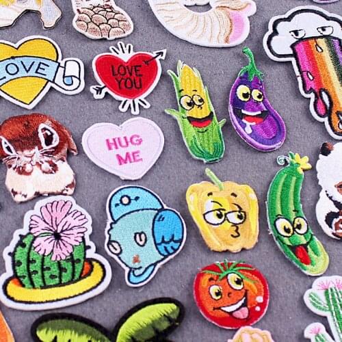 Cute Anime Patch Embroidered Patches For Clothing Applique Sewing Vegetable Stripe Patch Iron On Patches On Clothes Jacket Diy