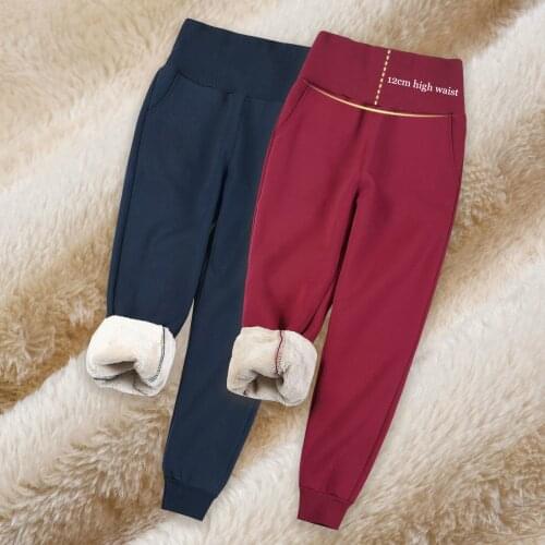 Velvet Fabric Thick Sport Pants Women High Waist Loose Autumn Winter Faux Fur Fleece Casual Pants Girl Cotton Trousers Plus Size