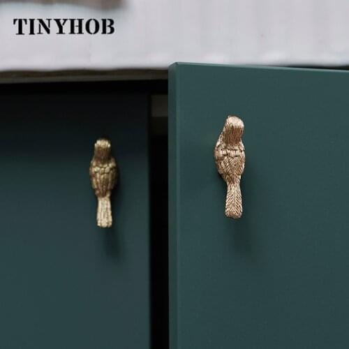 Retro Birds Knob and Handle Vintage Cabinet Door Handles American Nordic drawer pull knobs Gold Brass Decor Hardware
